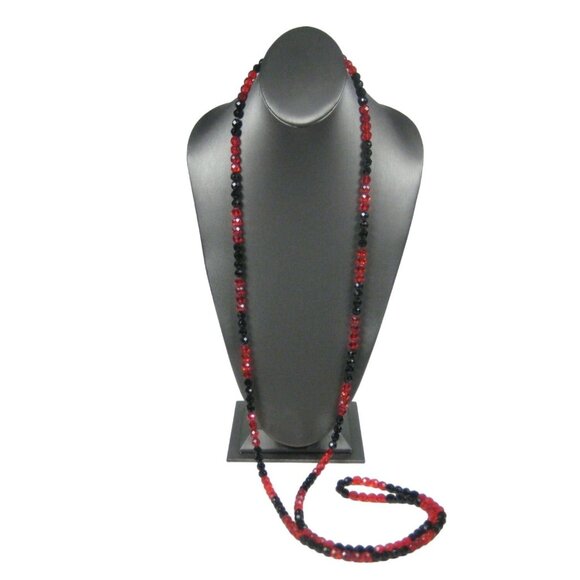 Necklace Glass Faceted Beaded 62 inch Vintage Strand Jewelry Statement Flapper - Picture 5 of 8